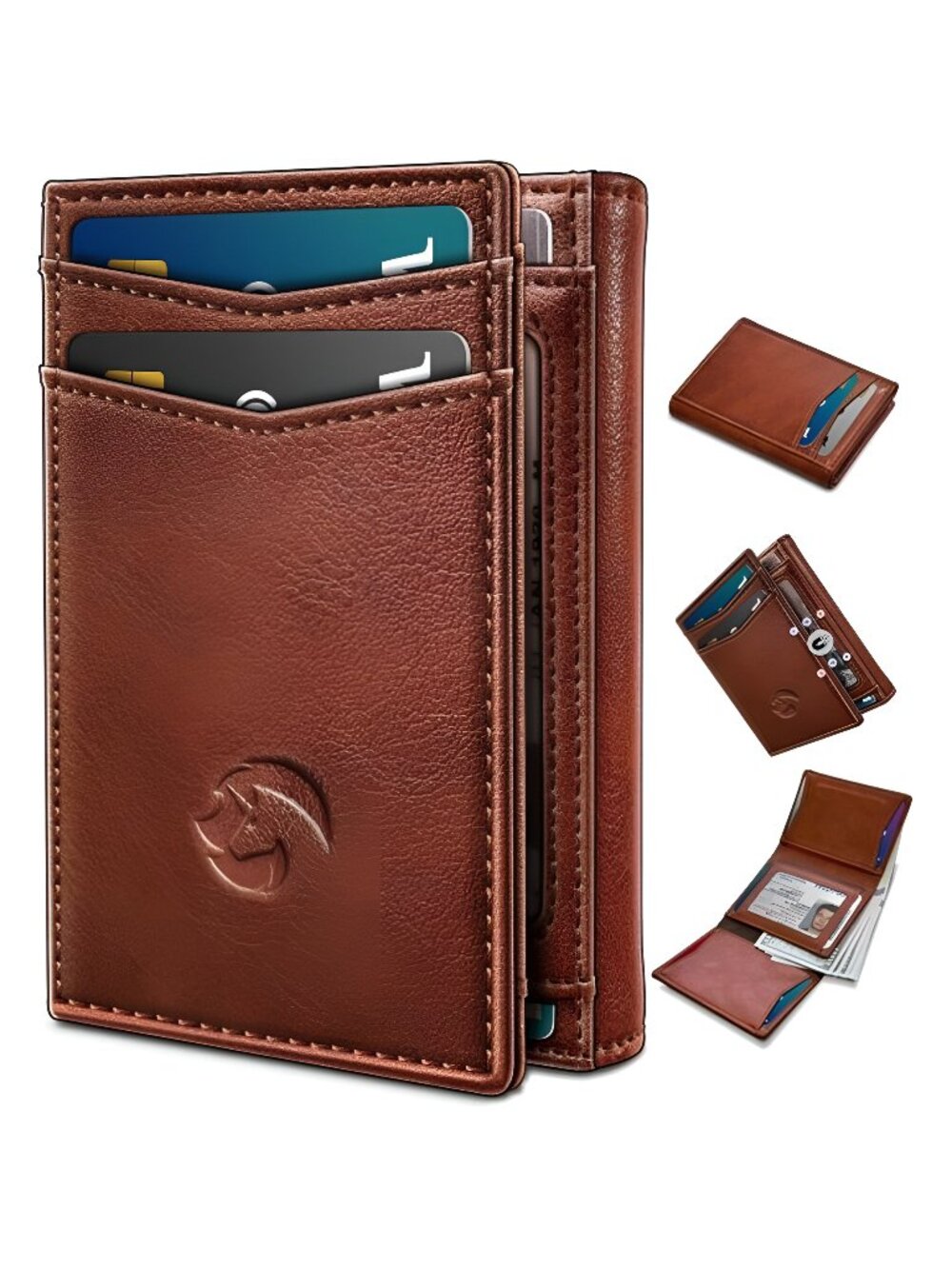 Trifold Leather Wallet for Men,with Cash Pocket 2 ID Window 14-16 Cards
